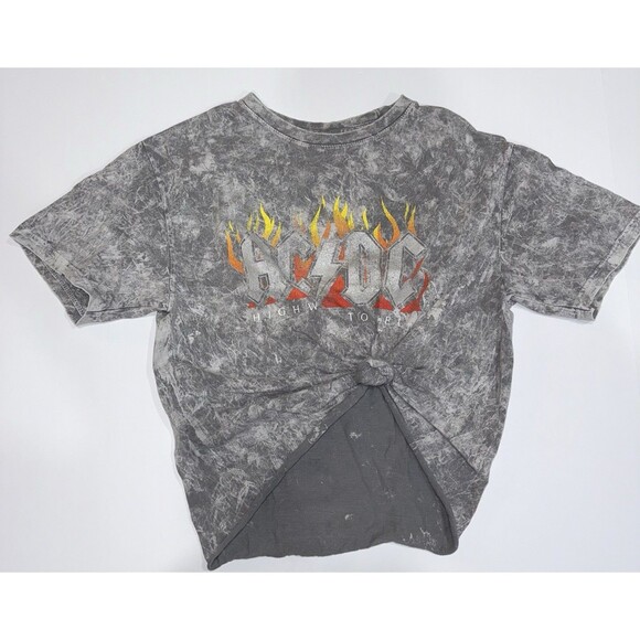 AC/DC | Tops | Acdc Tshirt Sz Sp Tie Died Gray With Flame Logo Thrashed ...